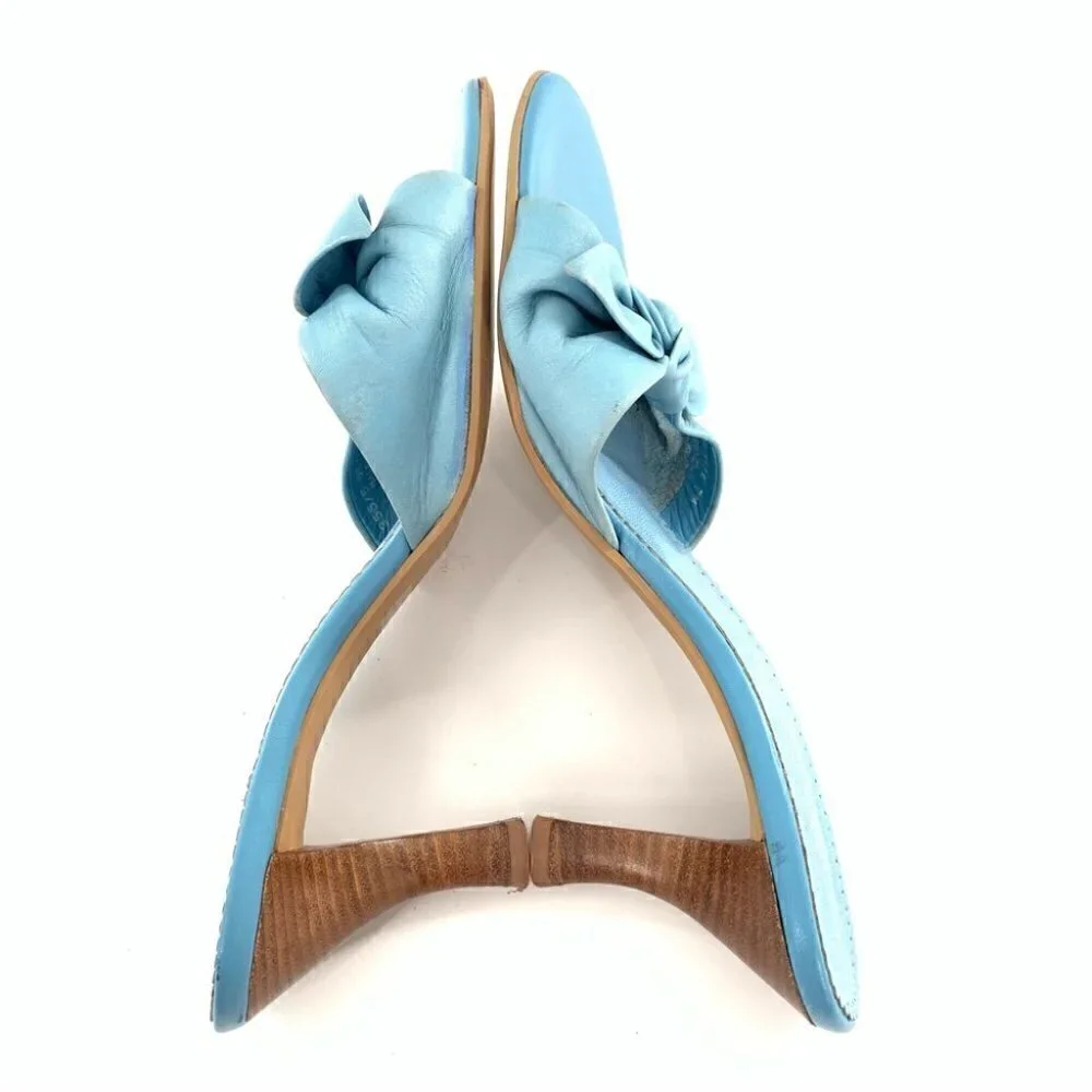 Franco sarto womens heels size 7 blue leather vintage y2k 90s bow